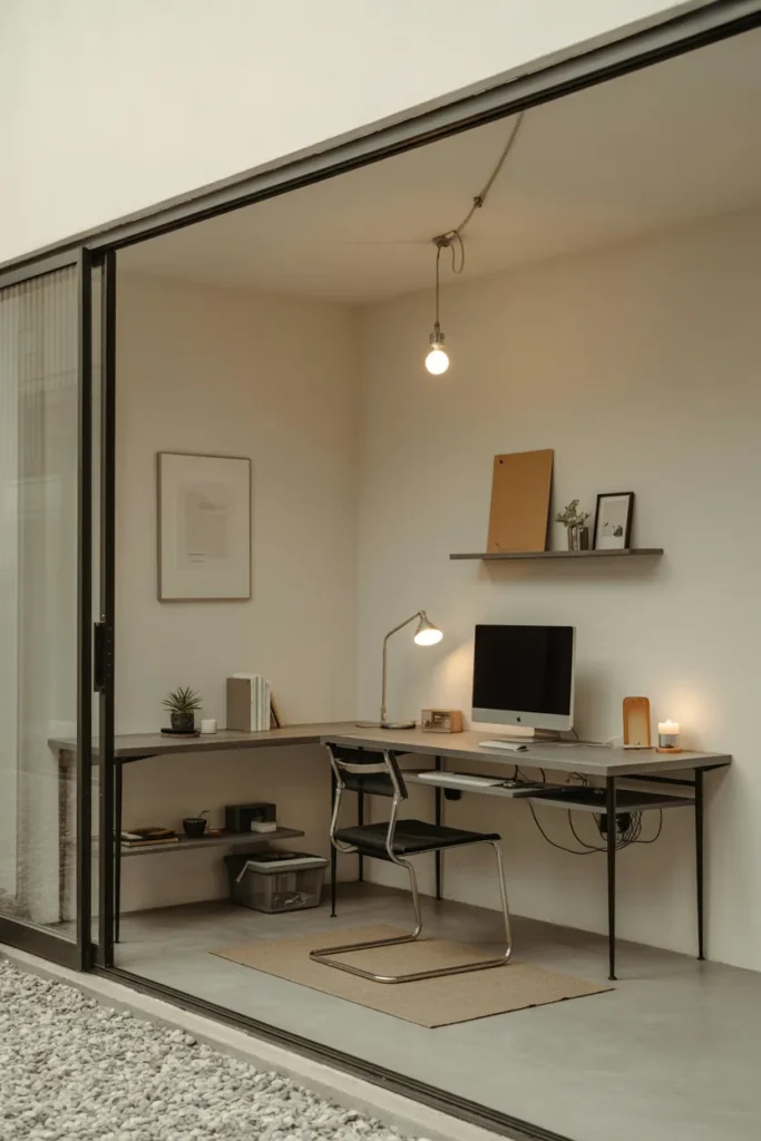30 Modern Industrial Home Office Ideas That Redefine Style and Productivity 26 Minimal Cable Management With Metal Trays