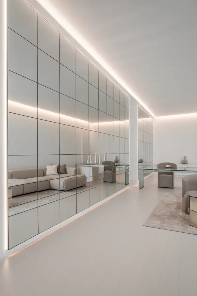 Minimalist Mirror Wall with Clean Lines
