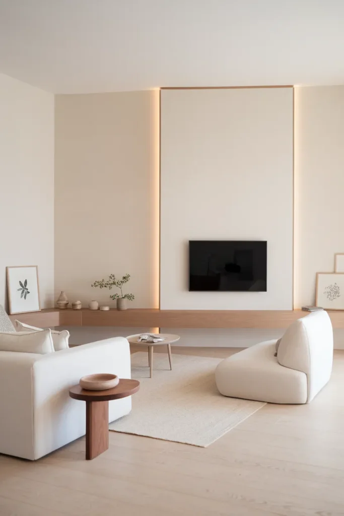 20 Trendy TV Wall Design Ideas to Elevate Your Home Aesthetic Effortlessly 15 Minimalist TV Wall with Clean Lines