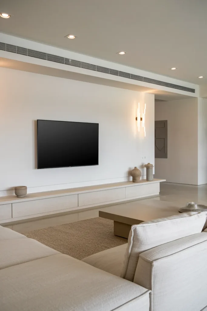 Minimalist Wall-Mounted TV with Hidden Storage