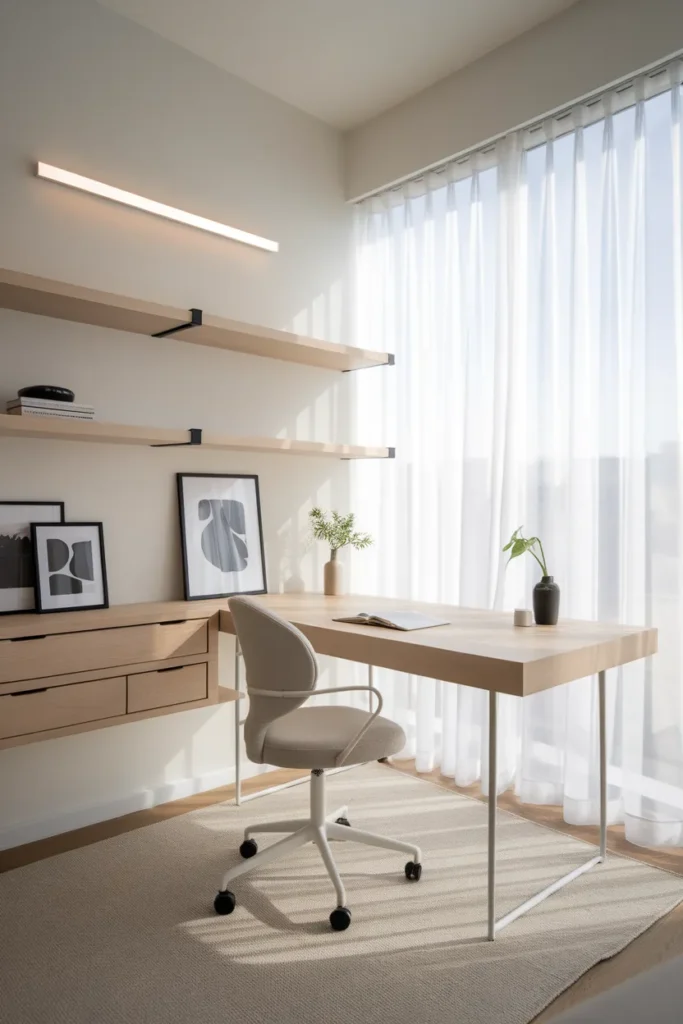 20 Modern Home Office Ideas That Make Working from Home Feel Luxurious 2 Minimalist Workspace with Clean Lines