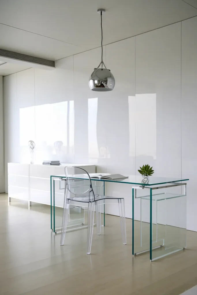 Minimalist Workspace with Glass Accents