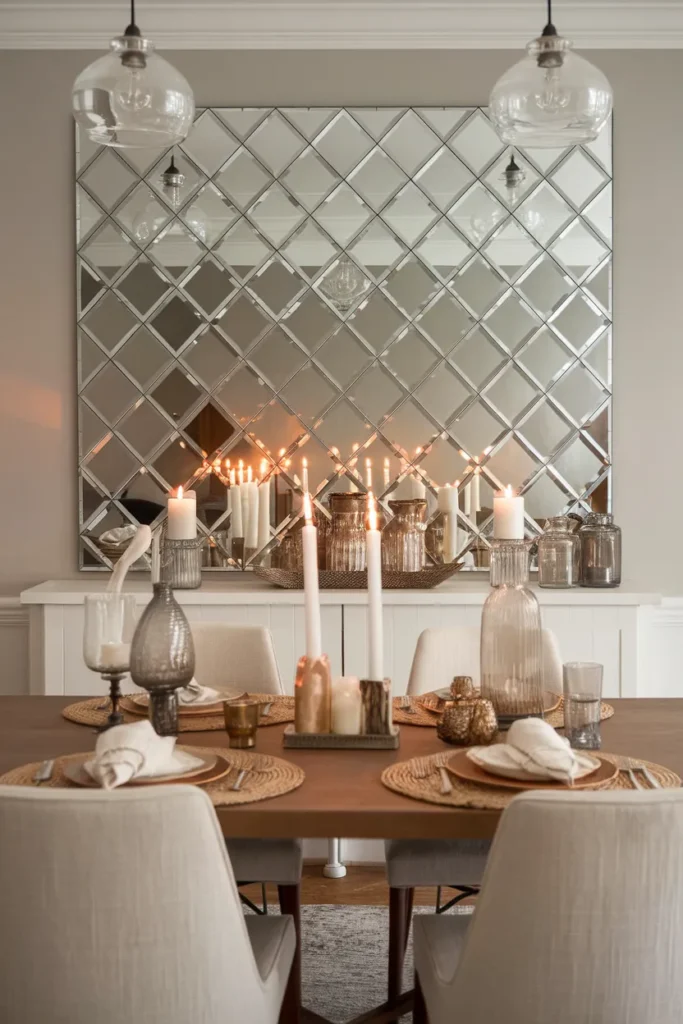 Mirrored Backsplash in the Dining Area