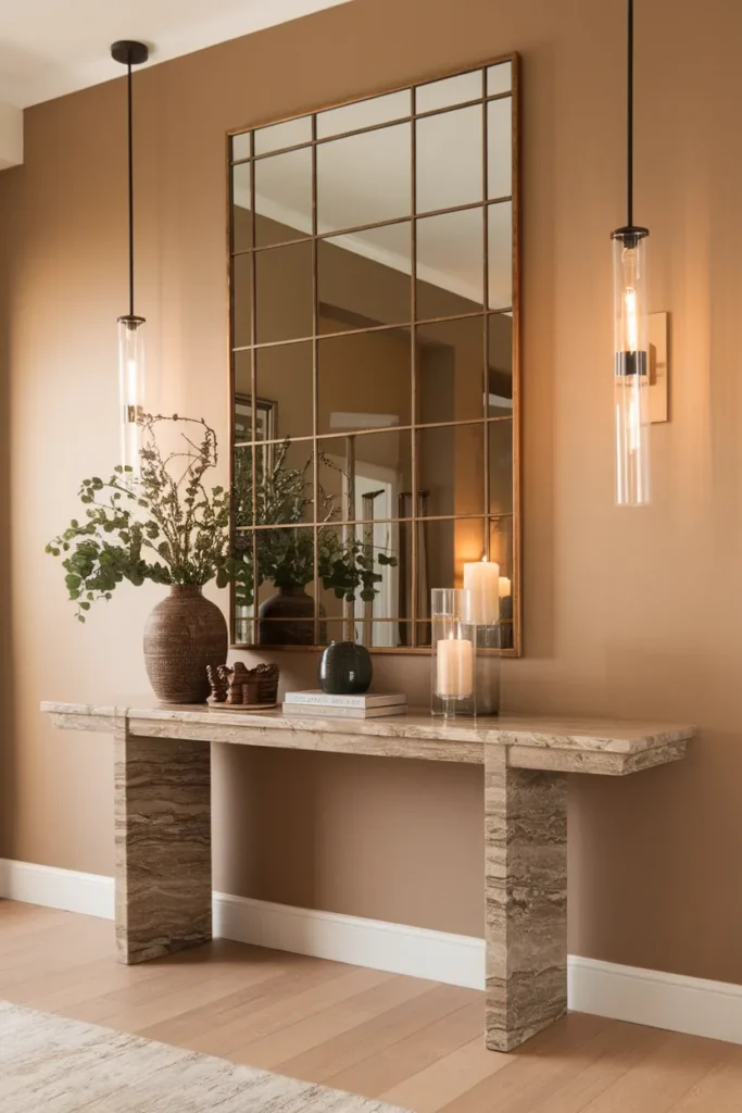 Mirrored Console Wall for Subtle Elegance