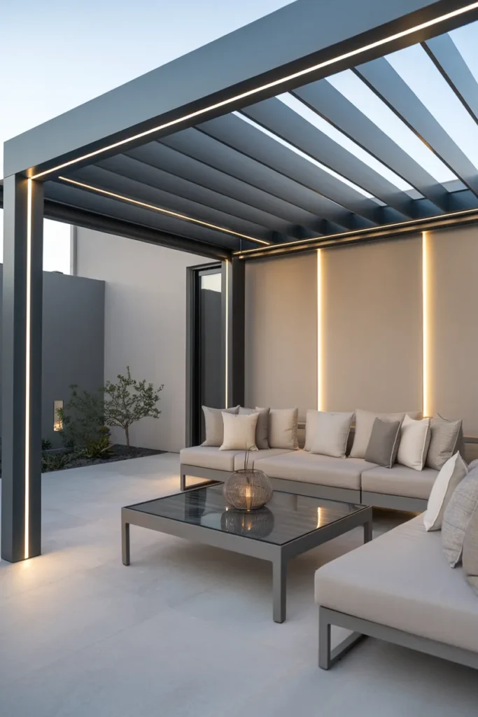 23 Modern Pergola Ideas That Instantly Upgrade Your Outdoor Living Space 2 Modern Aluminum Pergola with Adjustable Louvers