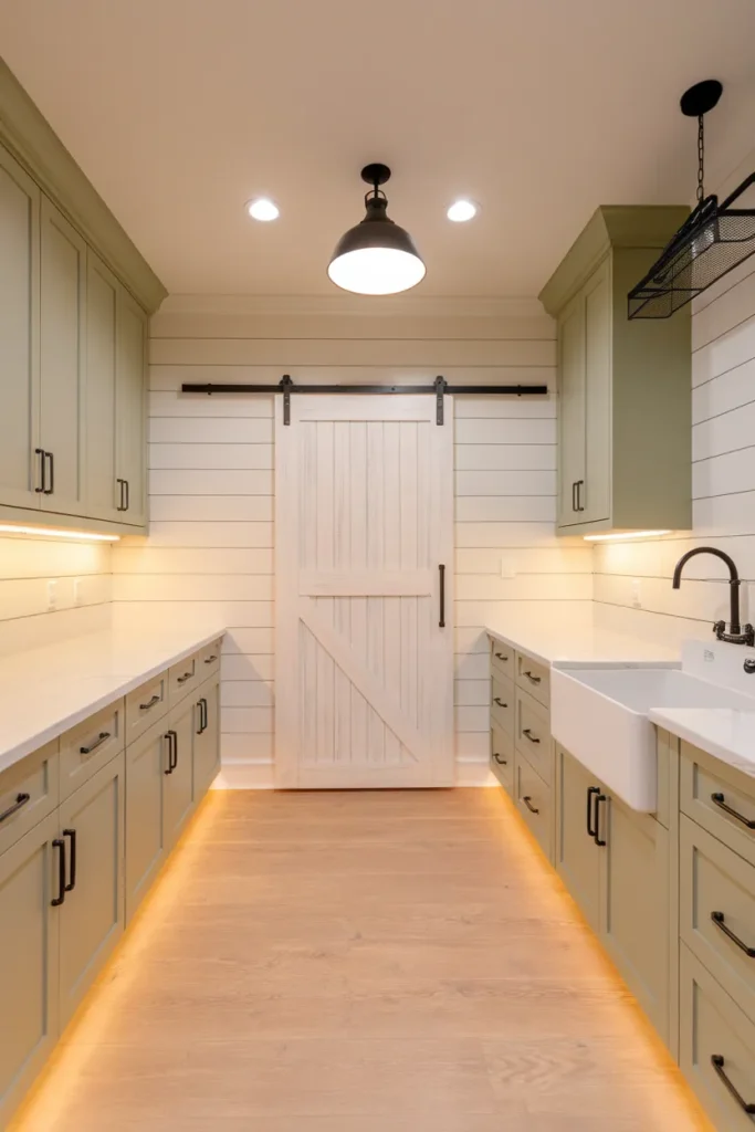 Modern Farmhouse Green Laundry Room