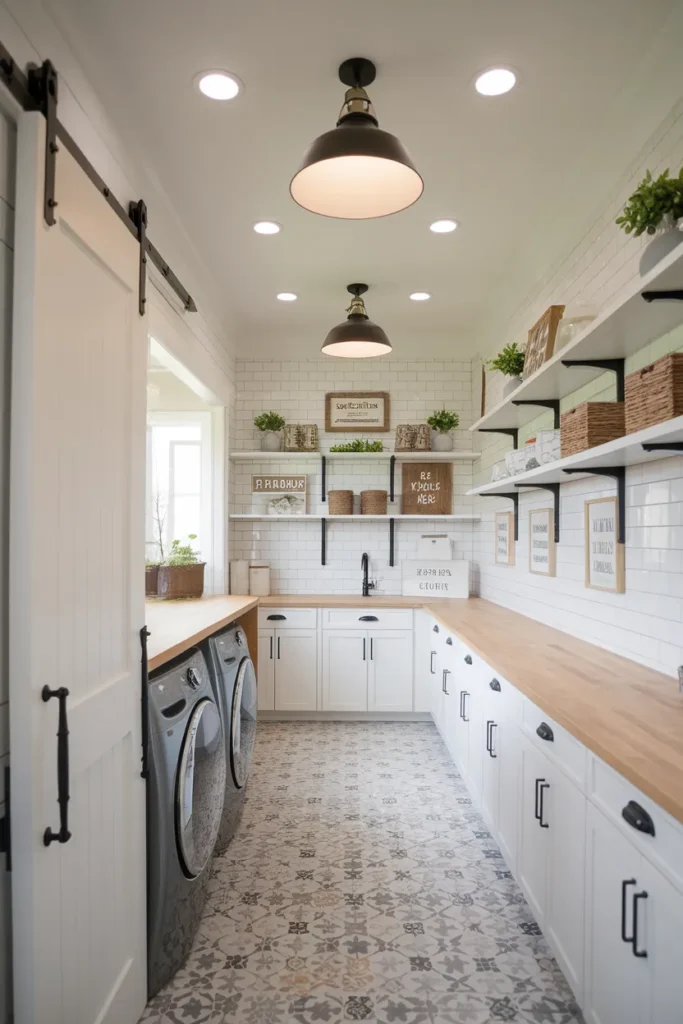 Modern Farmhouse Mudroom Laundry Room
