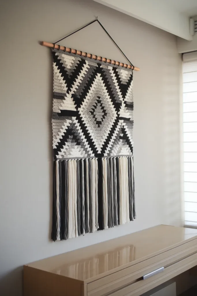 Modern Geometric Crochet Wall Hanging
