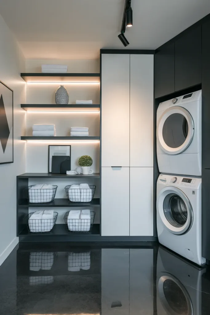 Modern Monochrome Laundry Setup