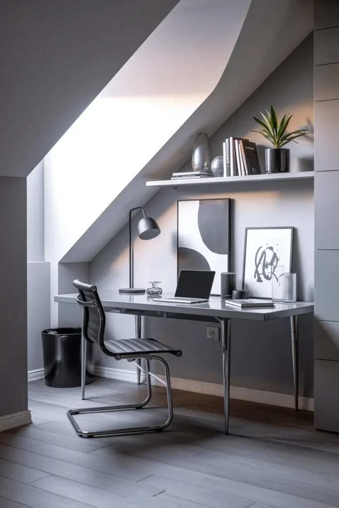 Monochrome Chic Attic Office