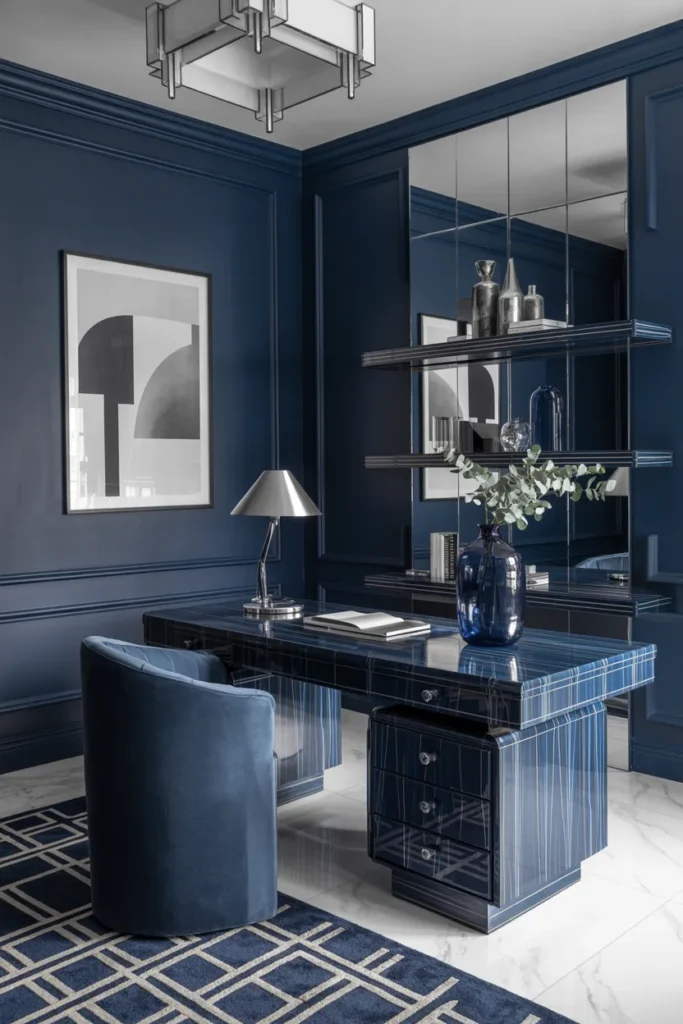 24 Modern Art Deco Home Office Ideas That Will Make You Actually Want to Work 14 Monochrome Doesn’t Mean Boring