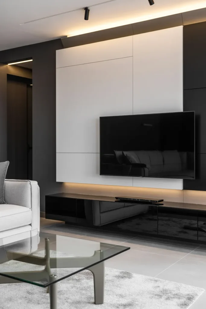 Monochrome Small TV Room Design