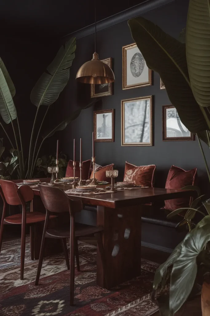 Moody Boho Dining with Deep Tones