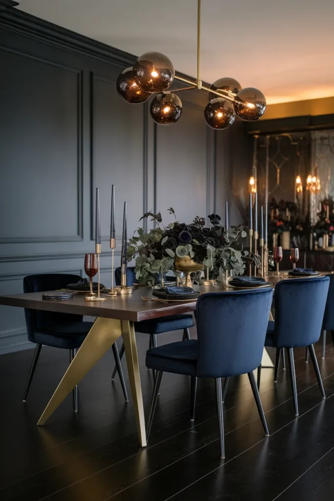 Moody Luxury Dining Room with Deep Tones