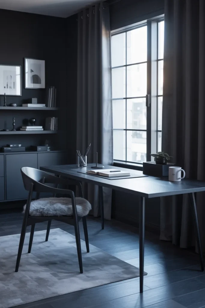 20 Gothic Home Office Ideas That Will Change Your Entire Workspace Vibe 10 Moonlit Monochrome Office