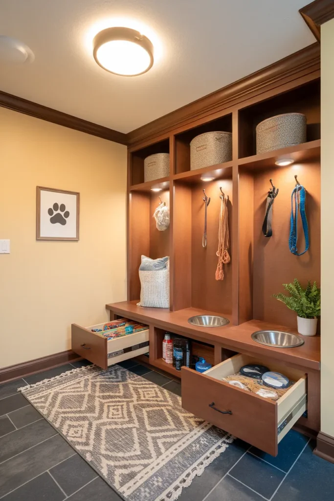 Mud Room with Built-In Pet Station