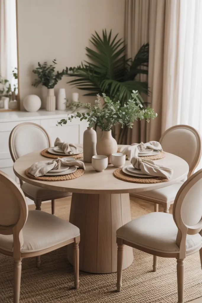 Neutral Toned Round Dining Table Space 1