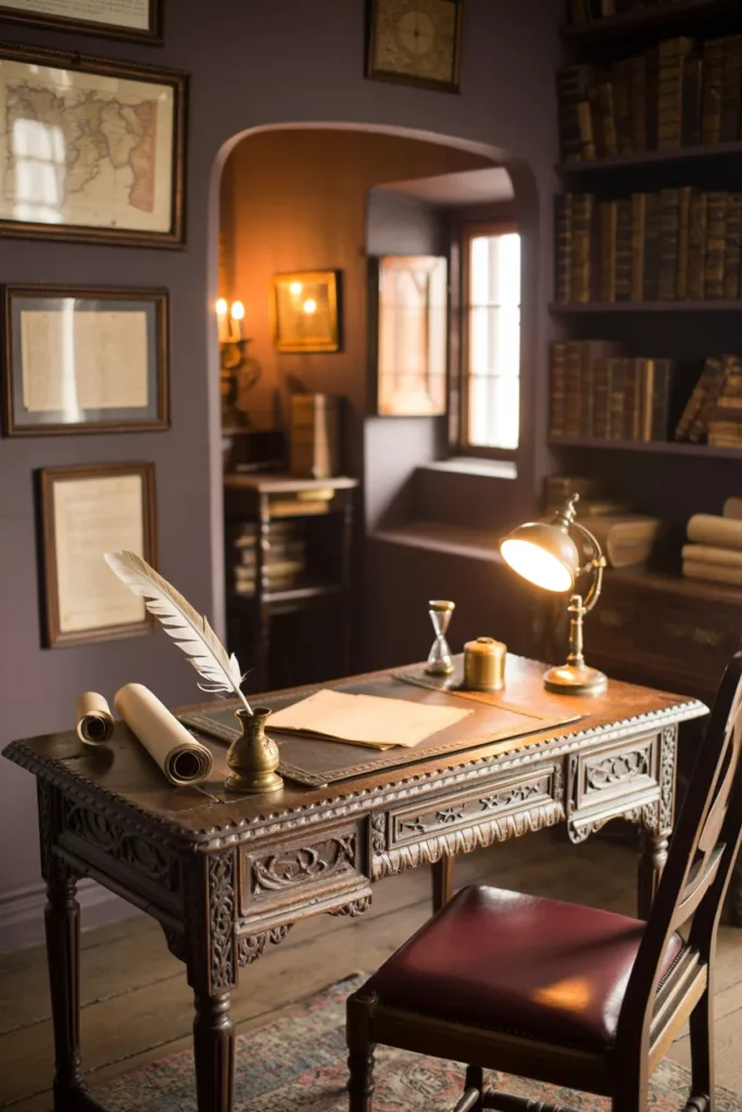 20 Gothic Home Office Ideas That Will Change Your Entire Workspace Vibe 20 Old World Scribe Desk