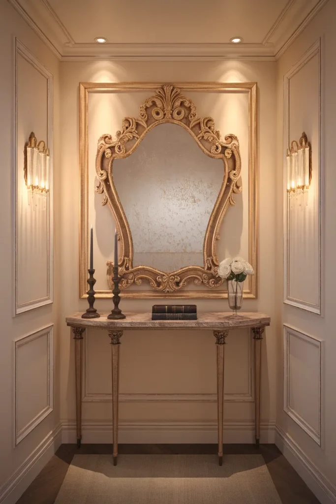 Vintage Mirrors Ideas That Transform Empty Walls Into Pure Magic 3 Ornate Gold Leaf Mirror with Touch of Glam