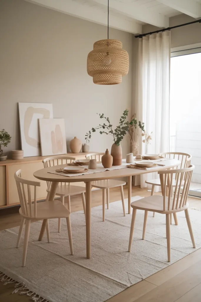 Oval Oak Dining Table with Soft Scandinavian Lines