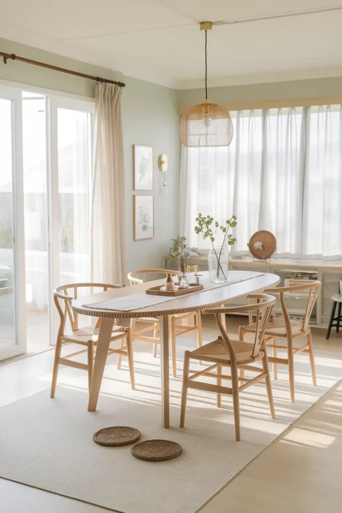 Oval White Oak Dining Table with Beveled Edge