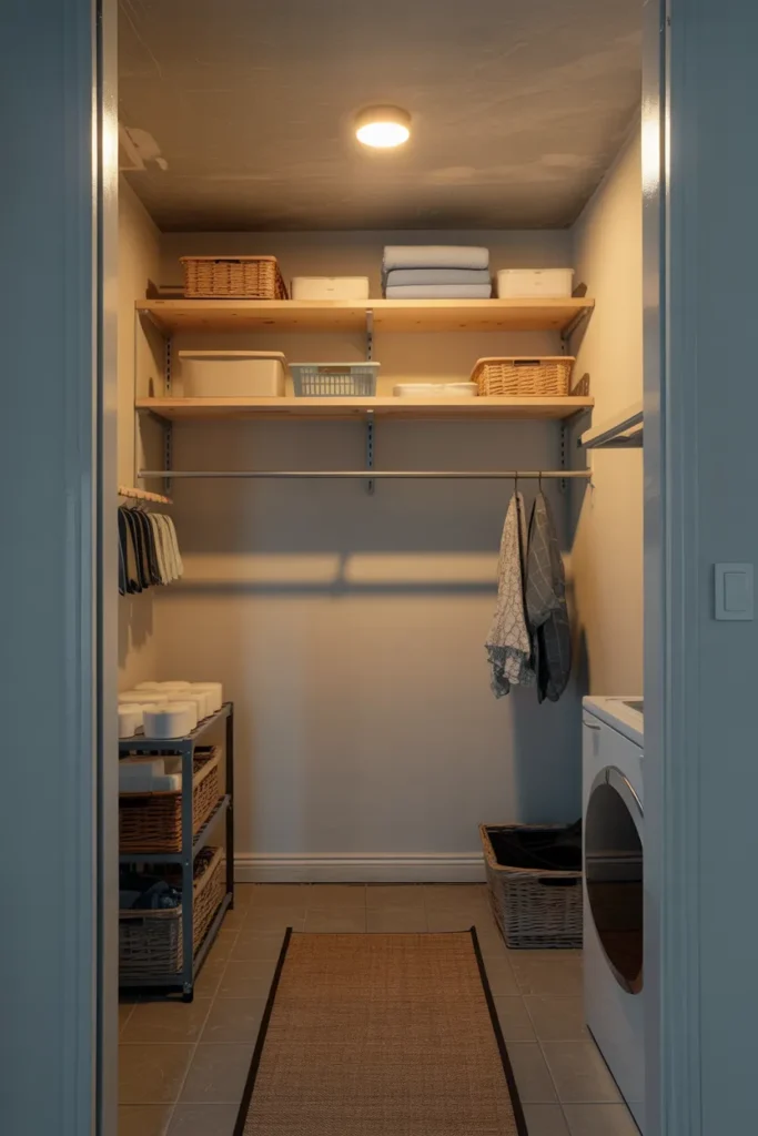 22 Laundry Room Shelving Ideas That Instantly Make Your Space Look Bigger 14 Over-the-Door Shelving for Hidden Storage