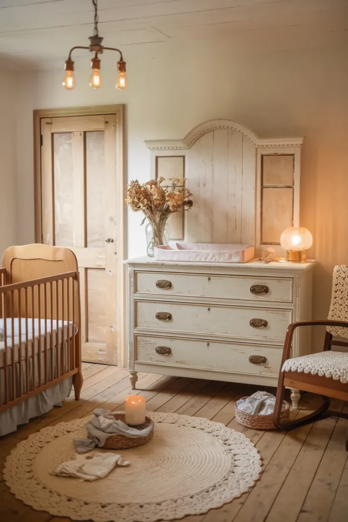 Painted Dresser In Distressed White Finish