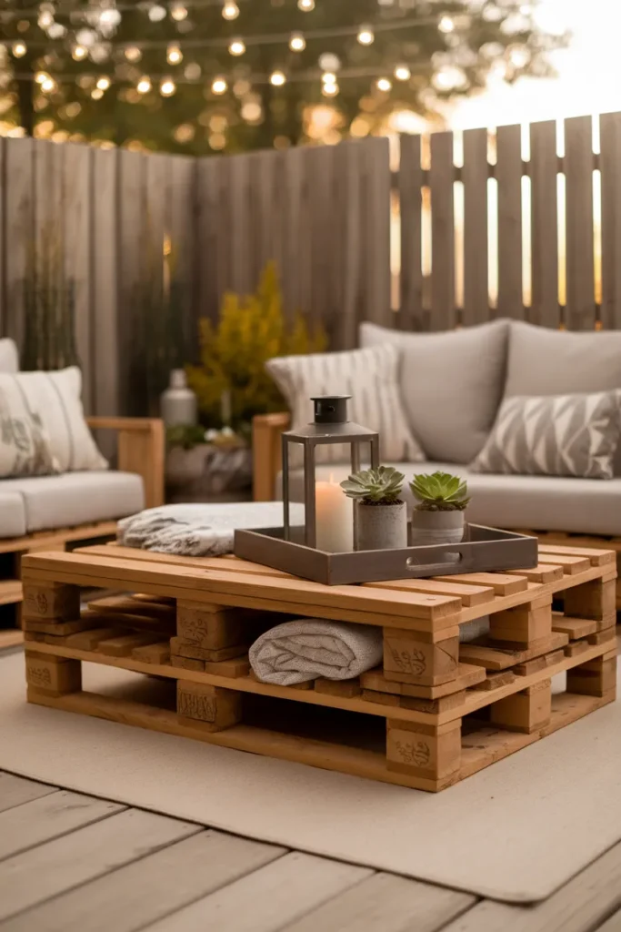 17 Easy Outdoor Coffee Table Projects You Can Build This Weekend 2 Pallet Patio Coffee Table with Hidden Storage