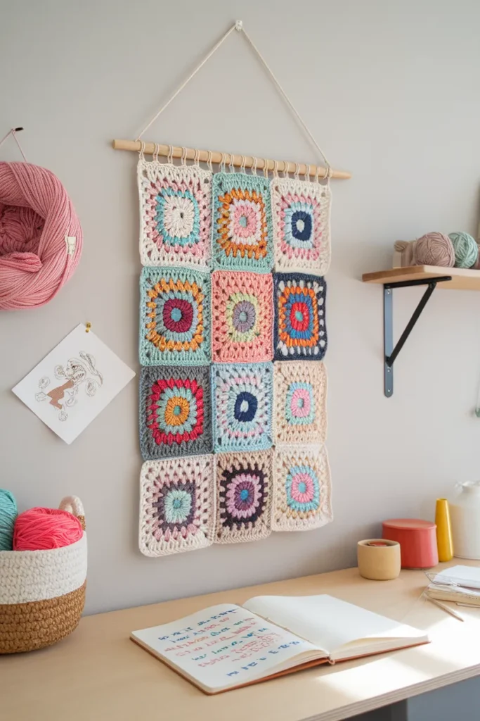 Patchwork Crochet Wall Hanging