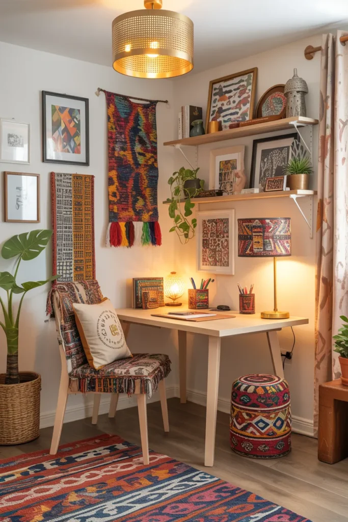Pattern-Play Boho Workspace