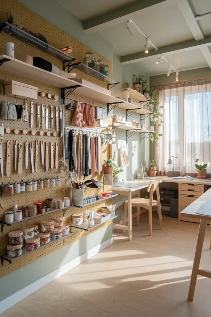 Pegboard Wall for Smart and Stylish Craft Storage