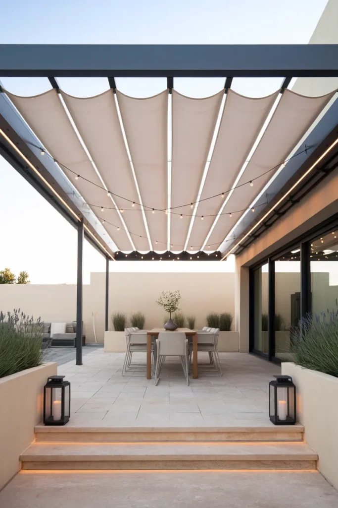 23 Modern Pergola Ideas That Instantly Upgrade Your Outdoor Living Space 4 Pergola with Retractable Fabric Canopy