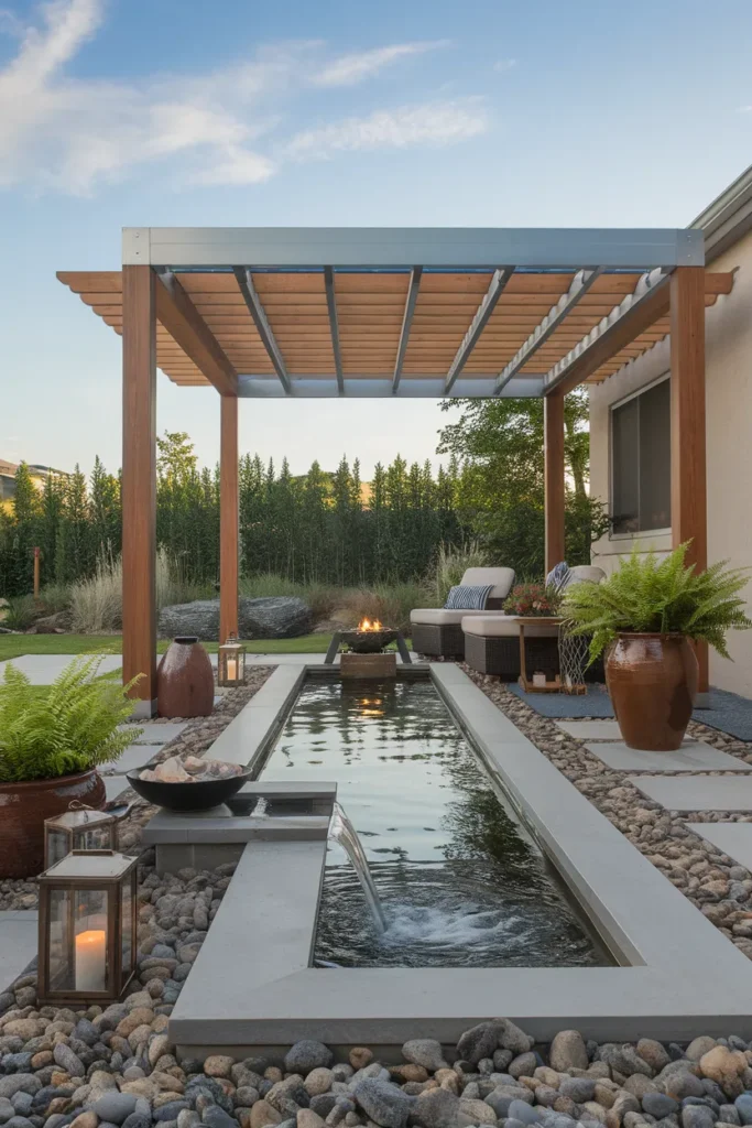 23 Modern Pergola Ideas That Instantly Upgrade Your Outdoor Living Space 23 Pergola with Water Feature