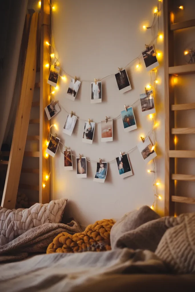 Photo Collage with String Lights