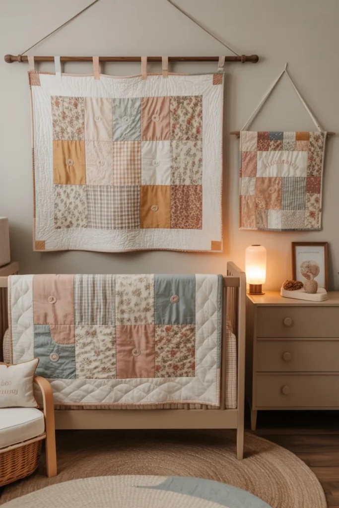 Quilted Wall Art with Vintage Fabrics