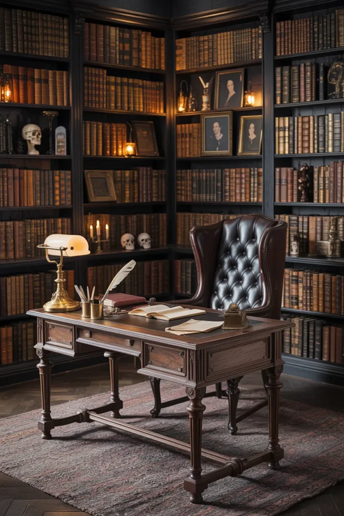 20 Gothic Home Office Ideas That Will Change Your Entire Workspace Vibe 3 Raven Wing Library Office