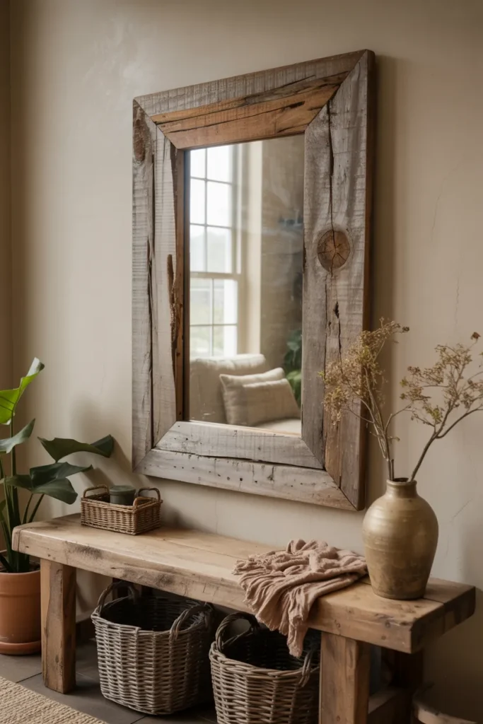 Vintage Mirrors Ideas That Transform Empty Walls Into Pure Magic 18 Reclaimed Barn Wood Mirror for Earthy Texture