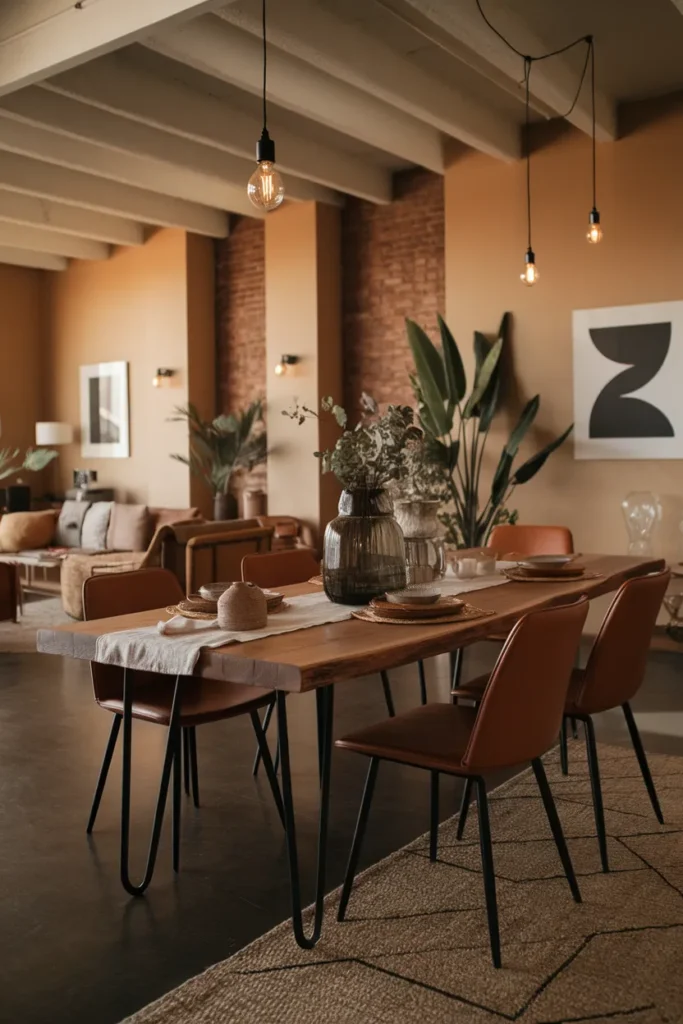 Reclaimed Wood Dining Table with Slim Metal Legs