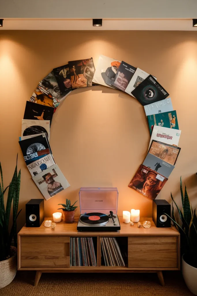 Record Player Center Wall With Surrounding Covers