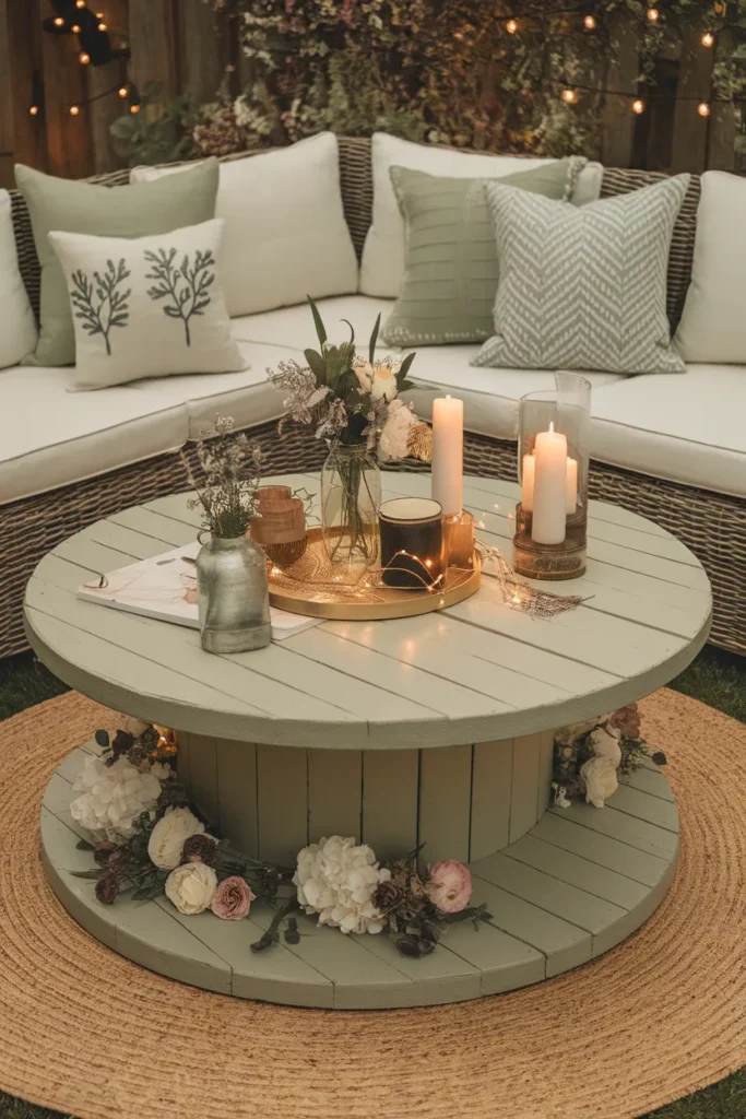 17 Easy Outdoor Coffee Table Projects You Can Build This Weekend 5 Repurposed Spool Patio Coffee Table