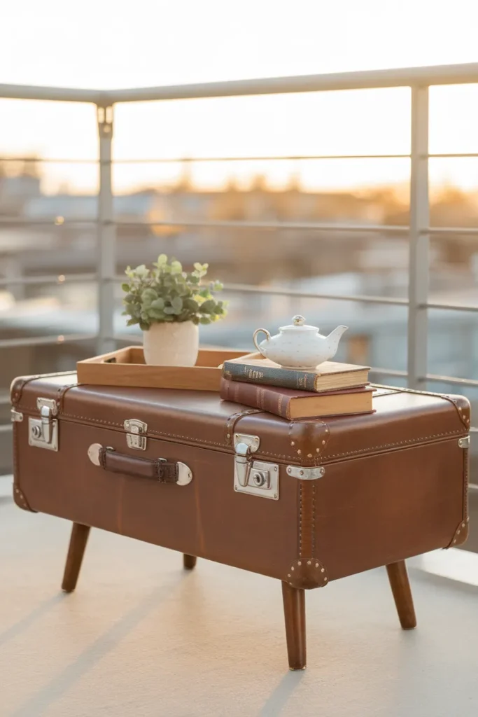 17 Easy Outdoor Coffee Table Projects You Can Build This Weekend 14 Repurposed Suitcase Coffee Table