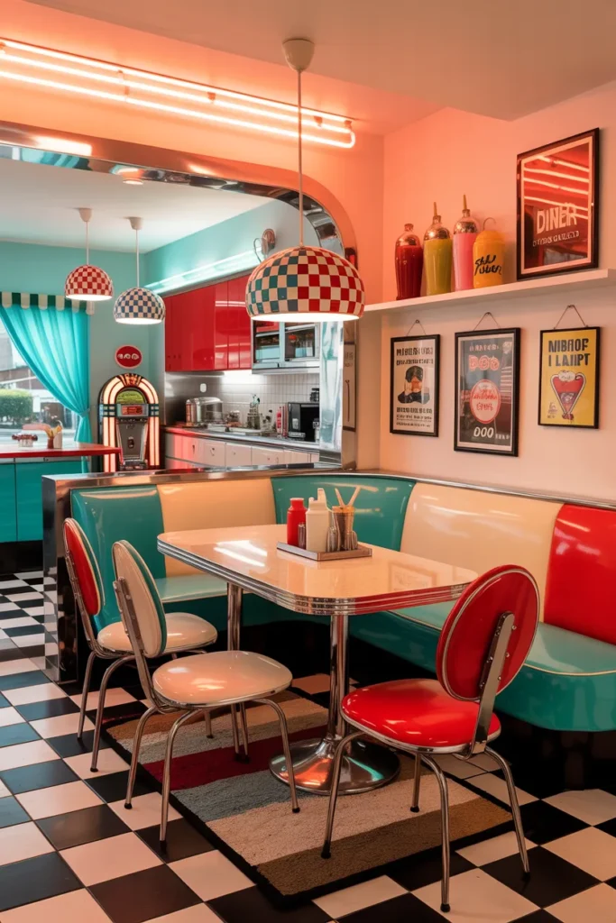 20 Vintage Dining Room Ideas That Bring Timeless Charm to Your Home 20 Retro Diner Style Dining with Nostalgic Vibes