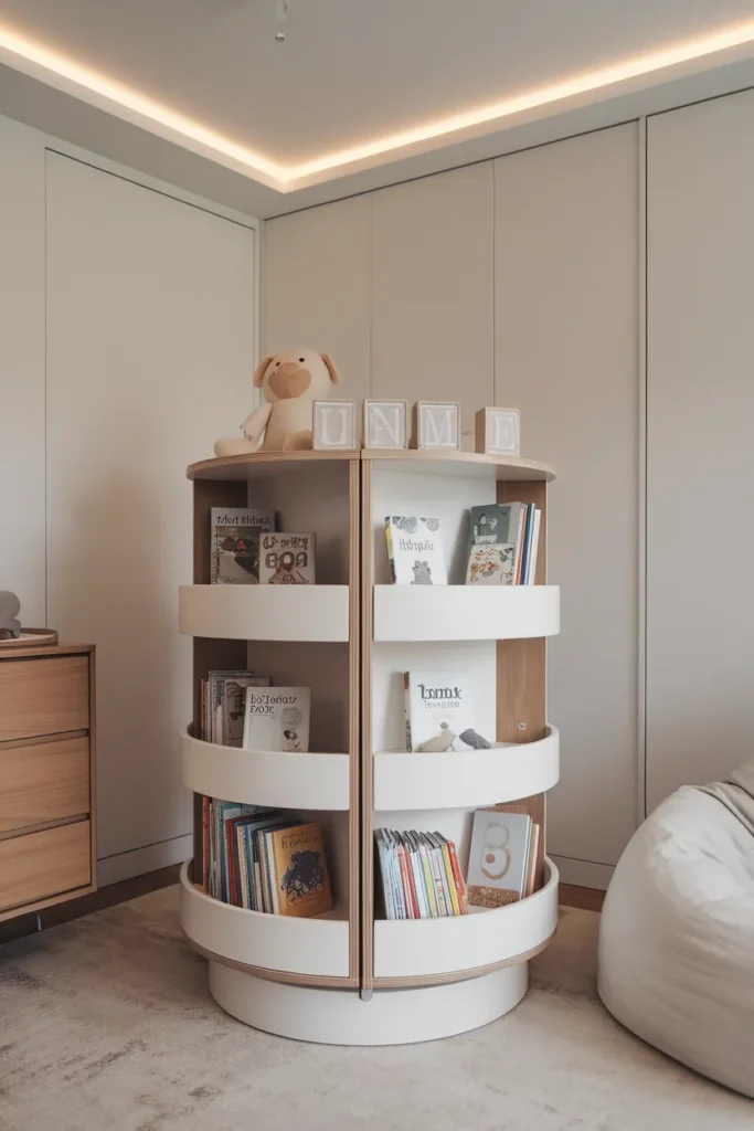 Rotating Bookshelf Tower