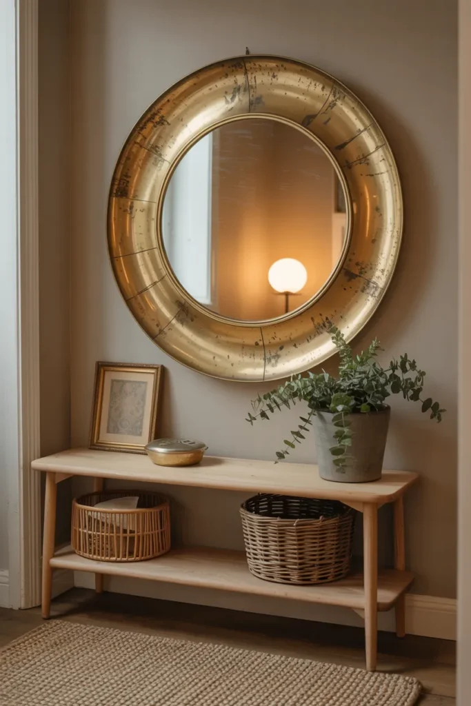 Vintage Mirrors Ideas That Transform Empty Walls Into Pure Magic 6 Round Brass Mirror with Warm Patina