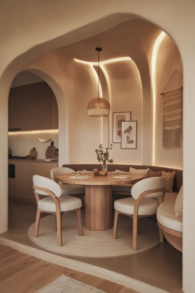 Round Rugs to Soften the Dining Space