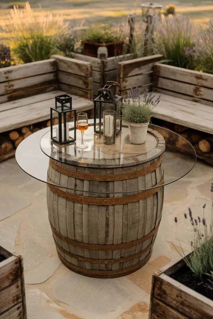 17 Easy Outdoor Coffee Table Projects You Can Build This Weekend 9 Rustic Barrel Coffee Table