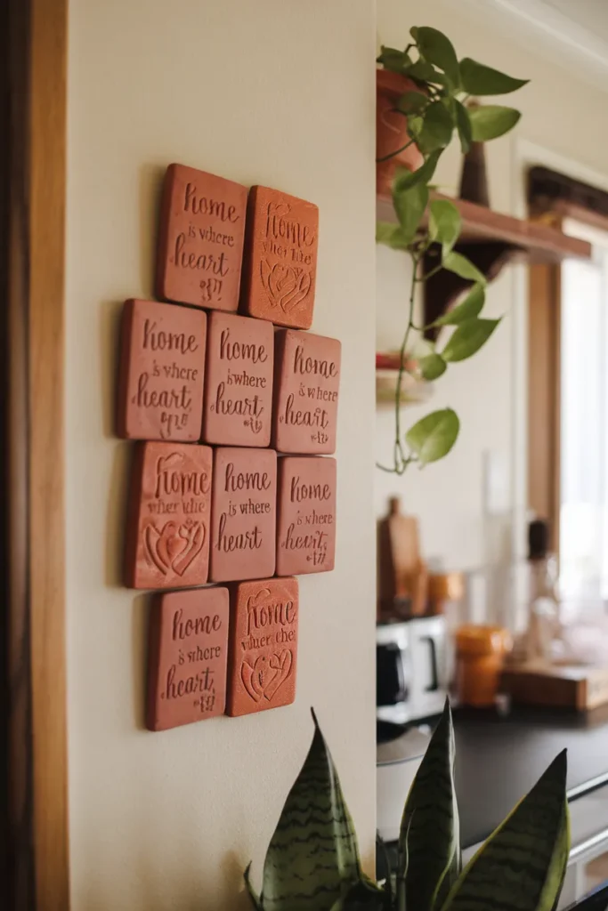 Rustic Clay Wall Plaques with Quotes