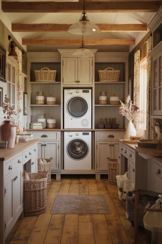Rustic Cottage Laundry Setup
