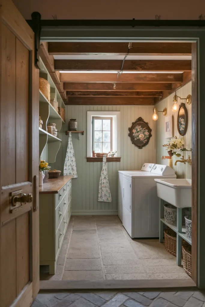 Rustic Cottage Laundry and Mudroom Combo