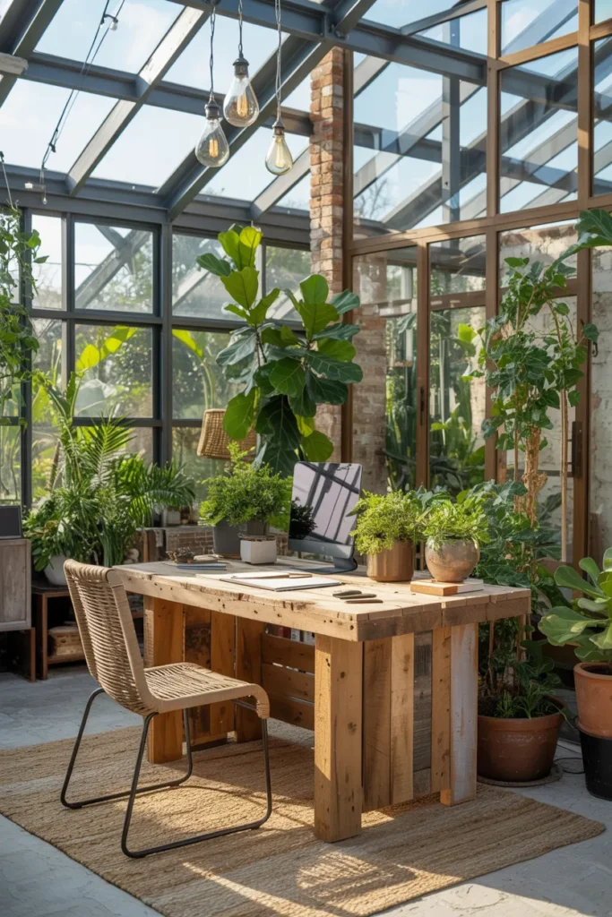 Rustic Greenhouse Office